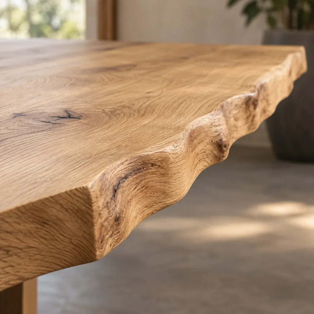 Naturkante – Detail der Tischkante